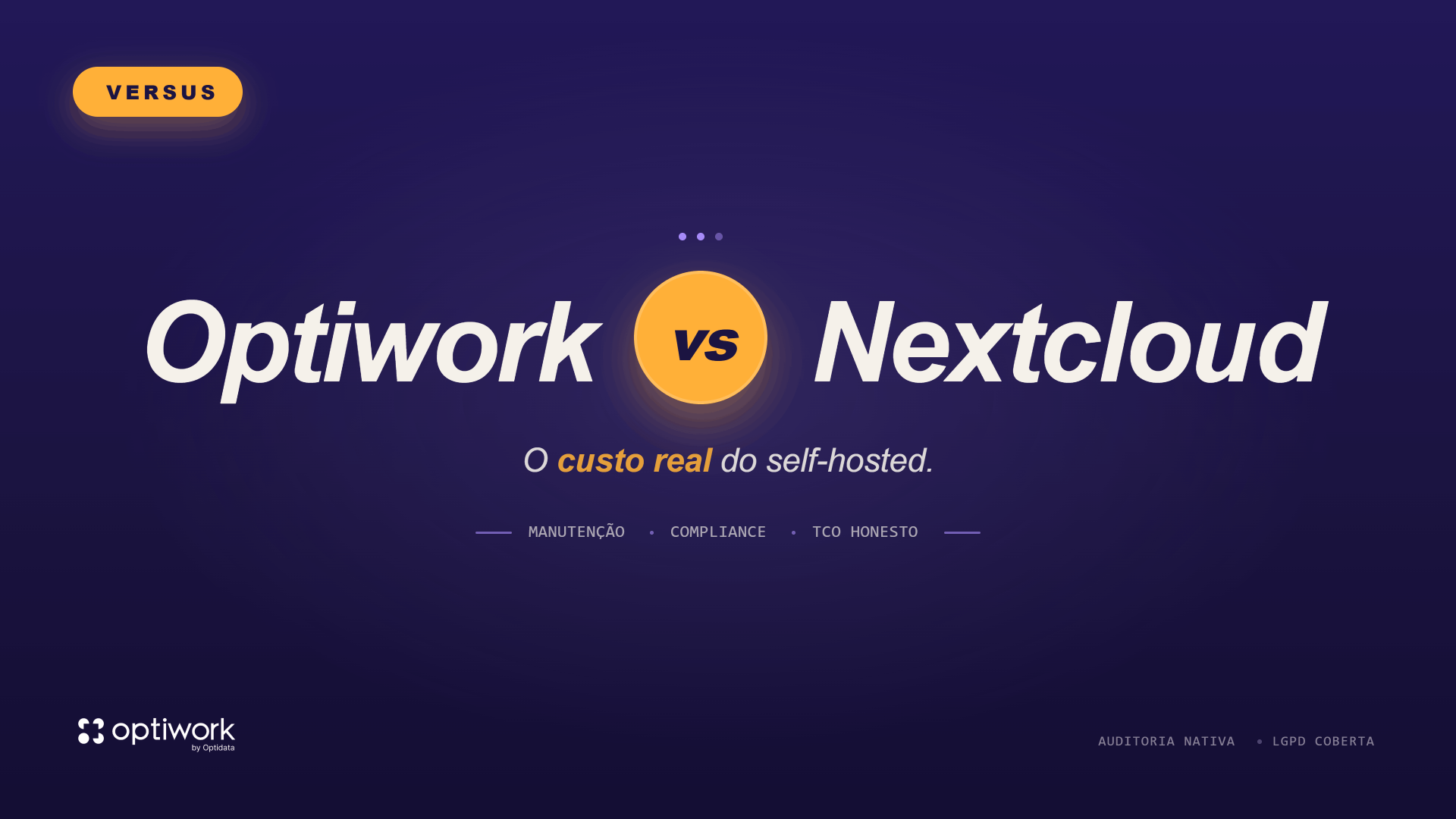 Optiwork vs Nextcloud: o custo real de manter um drive self-hosted em 2026